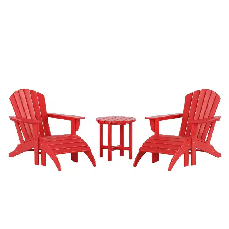 WestinTrends Dylan HDPE Outdoor Patio Adirondack Chairs with Ottomans and Side Table (5-Piece Conversation Set)