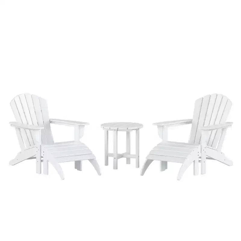 WestinTrends Dylan HDPE Outdoor Patio Adirondack Chairs with Ottomans and Side Table (5-Piece Conversation Set)