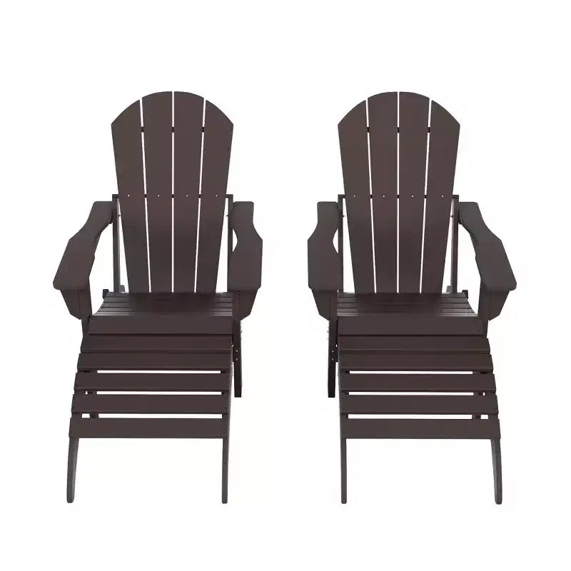WestinTrends Malibu HDPE Outdoor Patio Folding Poly Adirondack Chairs with Ottomans (4-Piece Conversation Set)