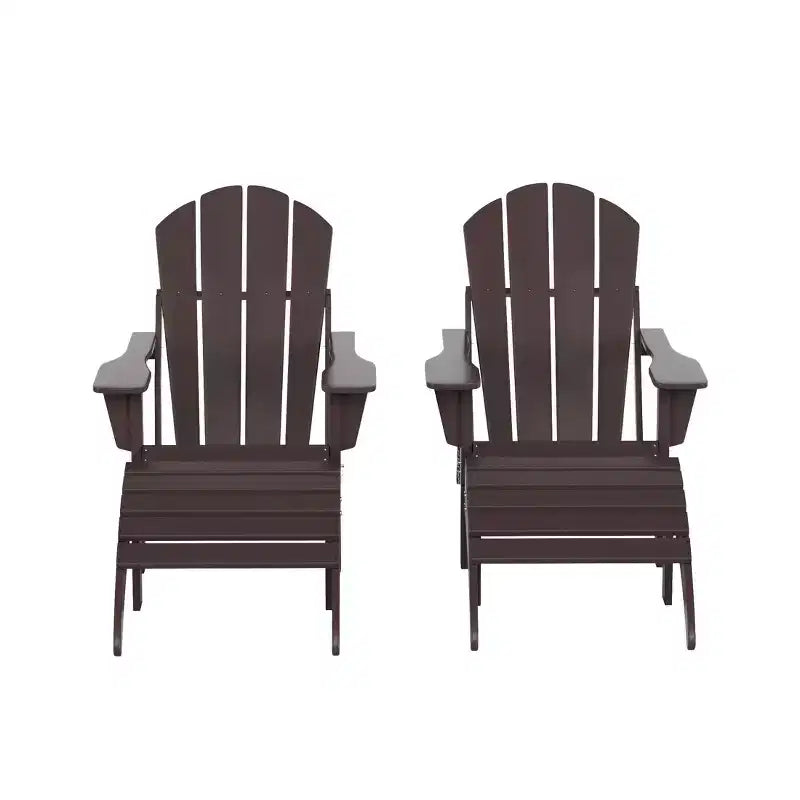 WestinTrends Malibu HDPE Outdoor Patio Folding Poly Adirondack Chairs with Ottomans (4-Piece Conversation Set)