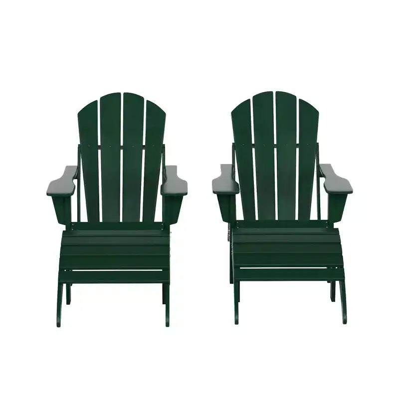 WestinTrends Malibu HDPE Outdoor Patio Folding Poly Adirondack Chairs with Ottomans (4-Piece Conversation Set)