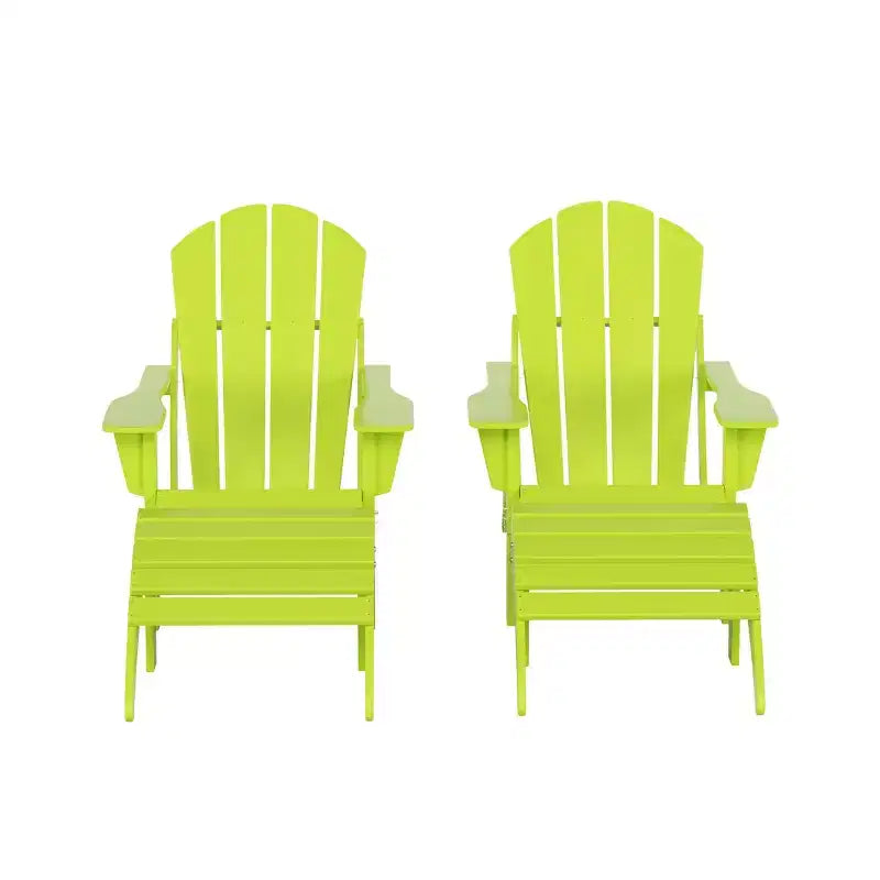 WestinTrends Malibu HDPE Outdoor Patio Folding Poly Adirondack Chairs with Ottomans (4-Piece Conversation Set)