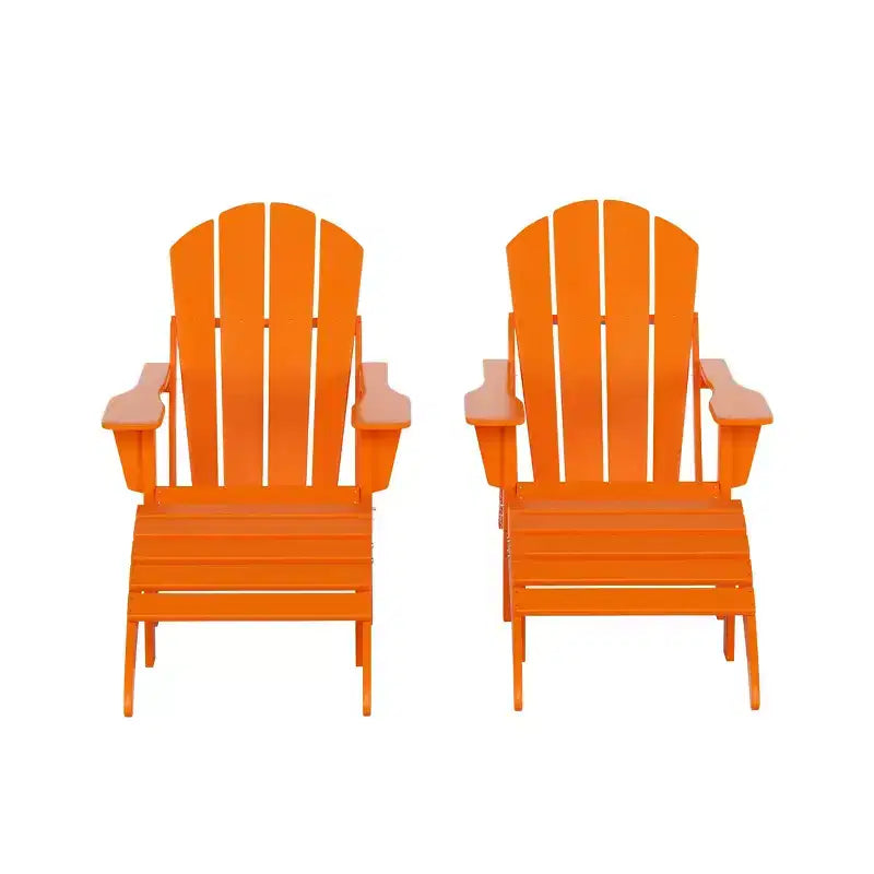 WestinTrends Malibu HDPE Outdoor Patio Folding Poly Adirondack Chairs with Ottomans (4-Piece Conversation Set)