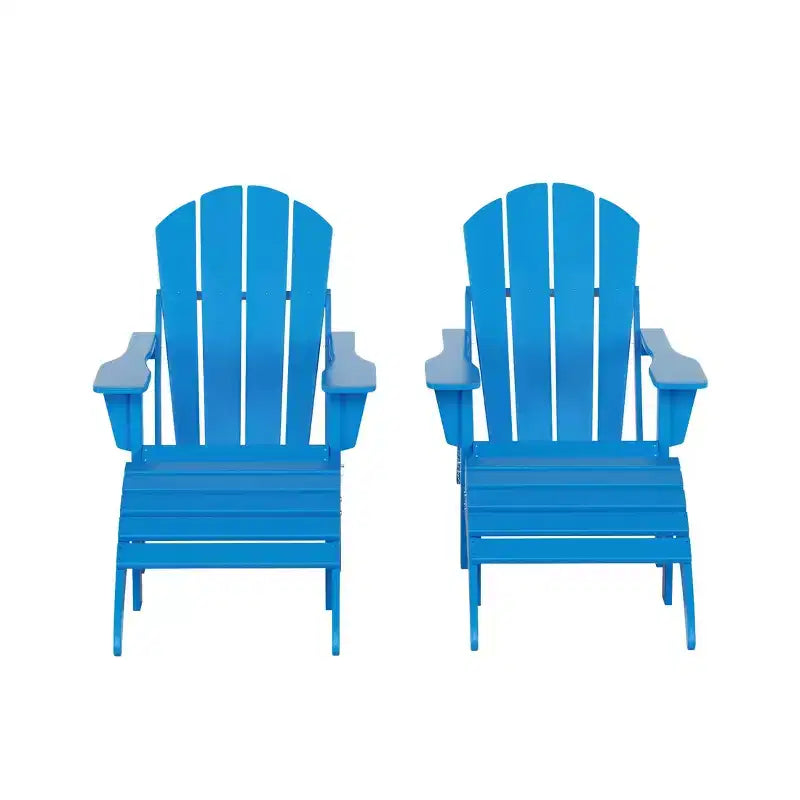 WestinTrends Malibu HDPE Outdoor Patio Folding Poly Adirondack Chairs with Ottomans (4-Piece Conversation Set)