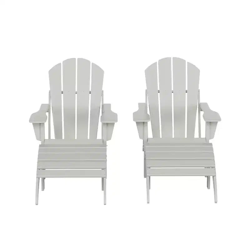 WestinTrends Malibu HDPE Outdoor Patio Folding Poly Adirondack Chairs with Ottomans (4-Piece Conversation Set)
