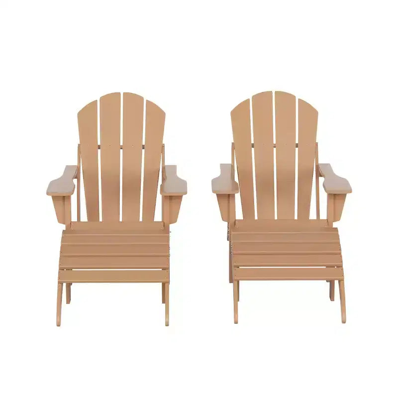 WestinTrends Malibu HDPE Outdoor Patio Folding Poly Adirondack Chairs with Ottomans (4-Piece Conversation Set)