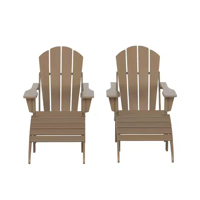 WestinTrends Malibu HDPE Outdoor Patio Folding Poly Adirondack Chairs with Ottomans (4-Piece Conversation Set)