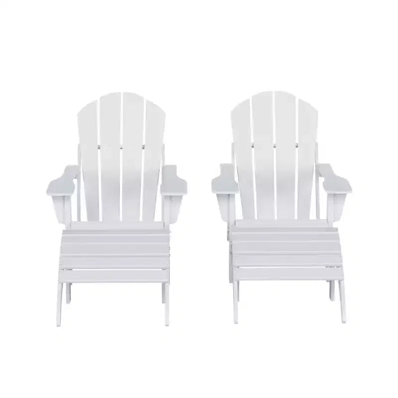 WestinTrends Malibu HDPE Outdoor Patio Folding Poly Adirondack Chairs with Ottomans (4-Piece Conversation Set)
