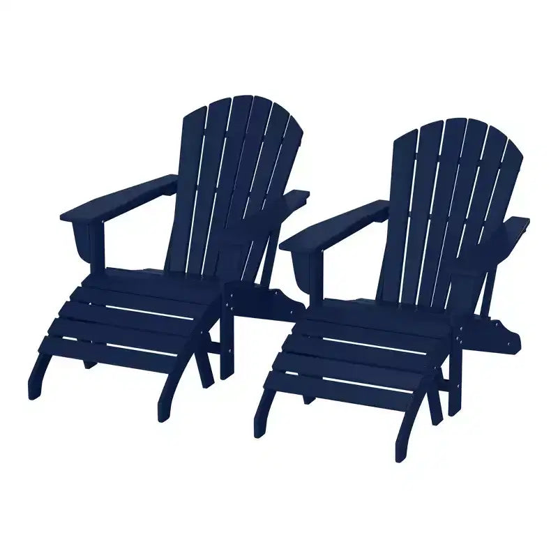 WestinTrends Dylan HDPE Outdoor Patio Adirondack Chairs with Ottomans (4-Piece Conversation Set)