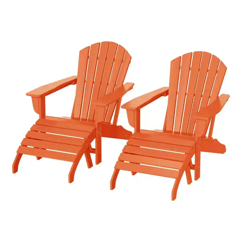 WestinTrends Dylan HDPE Outdoor Patio Adirondack Chairs with Ottomans (4-Piece Conversation Set)