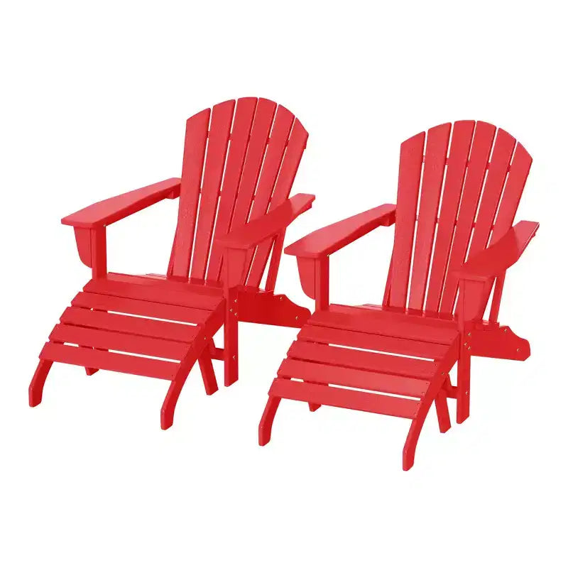 WestinTrends Dylan HDPE Outdoor Patio Adirondack Chairs with Ottomans (4-Piece Conversation Set)