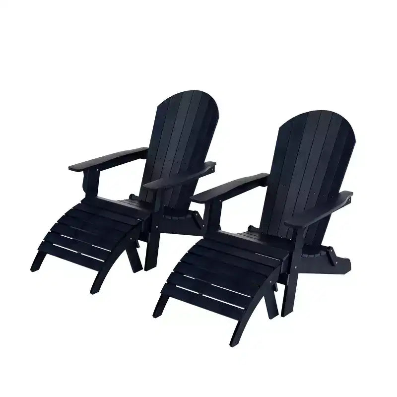 WestinTrends Tuscany HIPS Outdoor Patio Folding Adirondack Chairs with Ottomans (4-Piece Conversation Set)