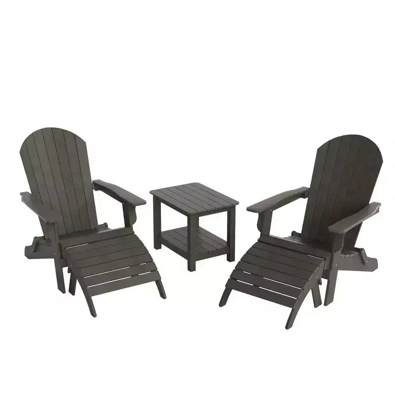 WestinTrends Tuscany HIPS Outdoor Patio Folding Adirondack Chairs with Ottomans and Side Table (5-Piece Conversation Set)