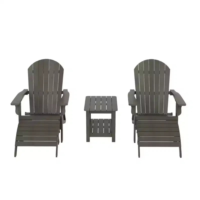 WestinTrends Tuscany HIPS Outdoor Patio Folding Adirondack Chairs with Ottomans and Side Table (5-Piece Conversation Set)
