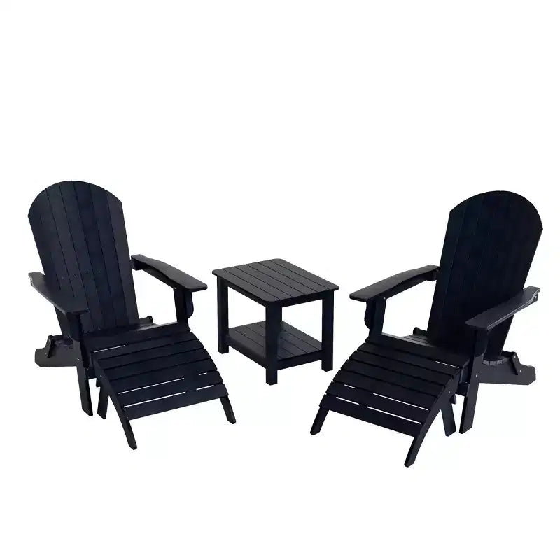 WestinTrends Tuscany HIPS Outdoor Patio Folding Adirondack Chairs with Ottomans and Side Table (5-Piece Conversation Set)