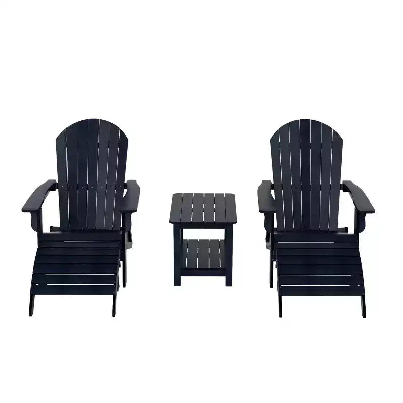 WestinTrends Tuscany HIPS Outdoor Patio Folding Adirondack Chairs with Ottomans and Side Table (5-Piece Conversation Set)