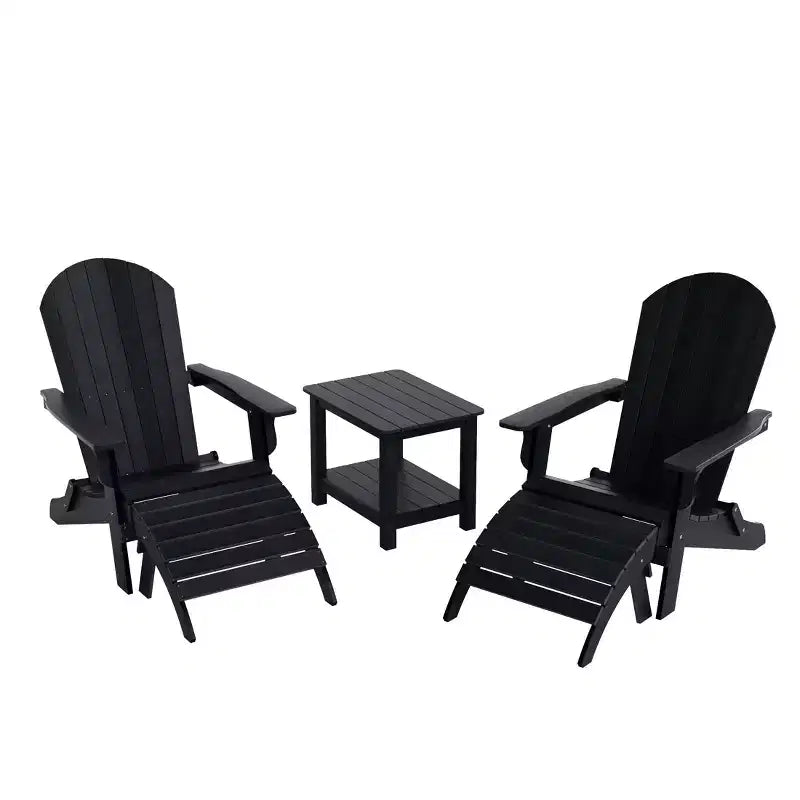 WestinTrends Tuscany HIPS Outdoor Patio Folding Adirondack Chairs with Ottomans and Side Table (5-Piece Conversation Set)