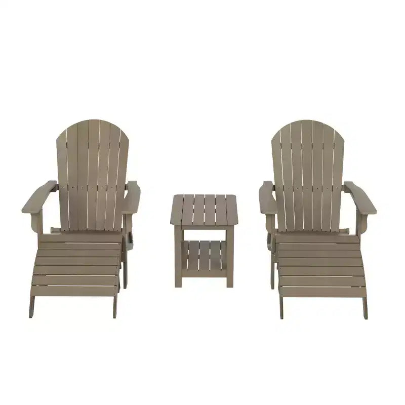 WestinTrends Tuscany HIPS Outdoor Patio Folding Adirondack Chairs with Ottomans and Side Table (5-Piece Conversation Set)
