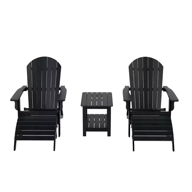 WestinTrends Tuscany HIPS Outdoor Patio Folding Adirondack Chairs with Ottomans and Side Table (5-Piece Conversation Set)