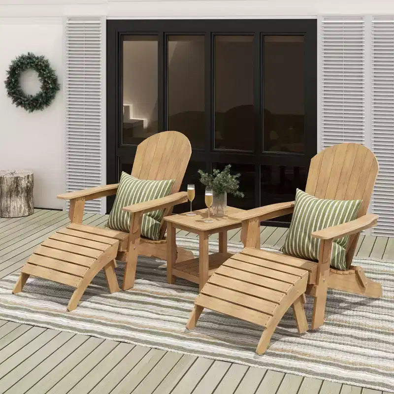 WestinTrends Tuscany HIPS Outdoor Patio Folding Adirondack Chairs with Ottomans and Side Table (5-Piece Conversation Set)
