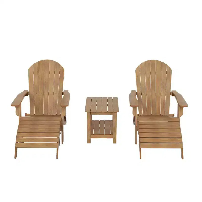 WestinTrends Tuscany HIPS Outdoor Patio Folding Adirondack Chairs with Ottomans and Side Table (5-Piece Conversation Set)