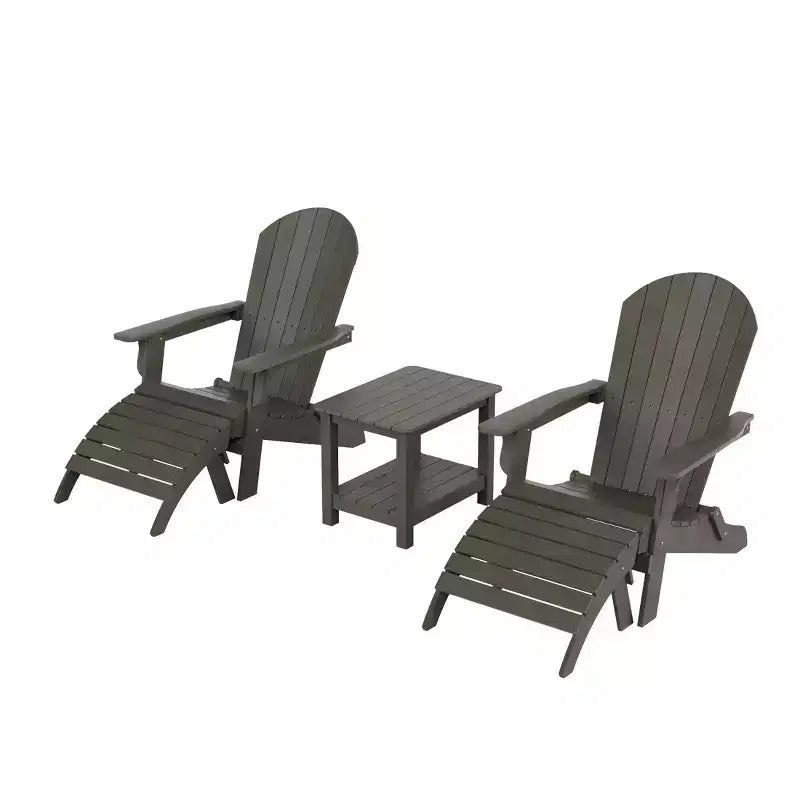 WestinTrends Tuscany HIPS Outdoor Patio Folding Adirondack Chairs with Ottomans and Side Table (5-Piece Conversation Set)