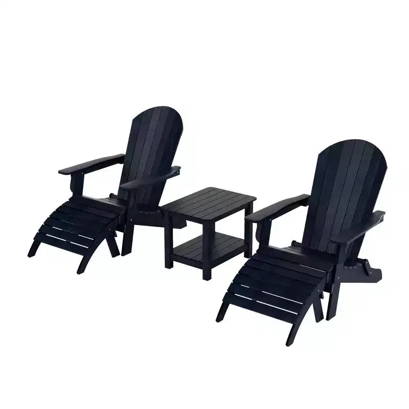 WestinTrends Tuscany HIPS Outdoor Patio Folding Adirondack Chairs with Ottomans and Side Table (5-Piece Conversation Set)