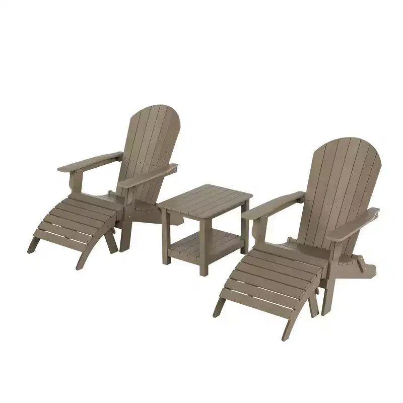 WestinTrends Tuscany HIPS Outdoor Patio Folding Adirondack Chairs with Ottomans and Side Table (5-Piece Conversation Set)