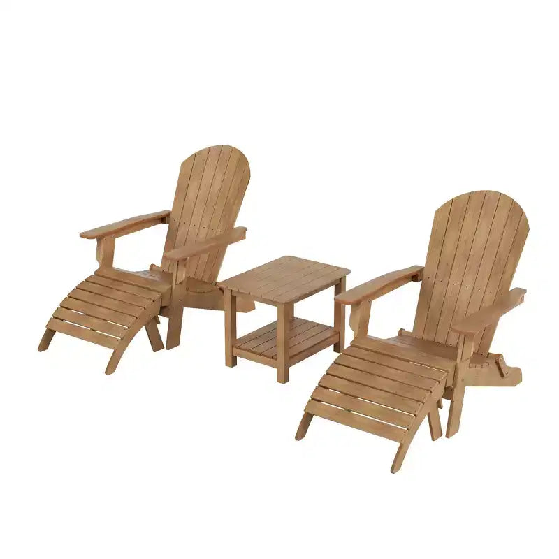 WestinTrends Tuscany HIPS Outdoor Patio Folding Adirondack Chairs with Ottomans and Side Table (5-Piece Conversation Set)