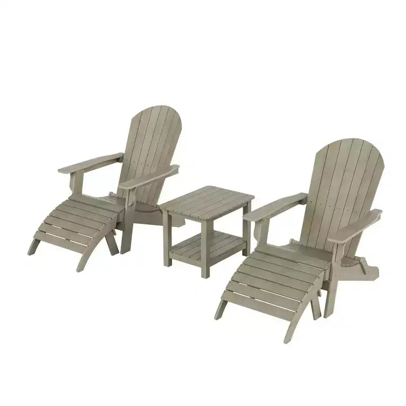 WestinTrends Tuscany HIPS Outdoor Patio Folding Adirondack Chairs with Ottomans and Side Table (5-Piece Conversation Set)