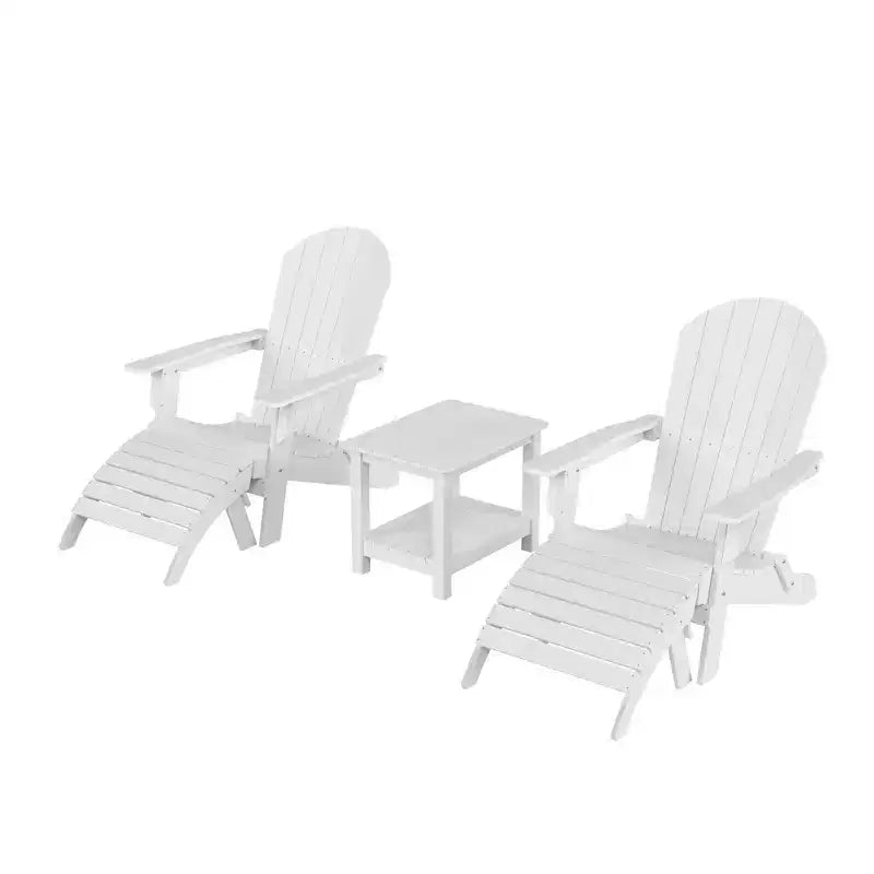 WestinTrends Tuscany HIPS Outdoor Patio Folding Adirondack Chairs with Ottomans and Side Table (5-Piece Conversation Set)