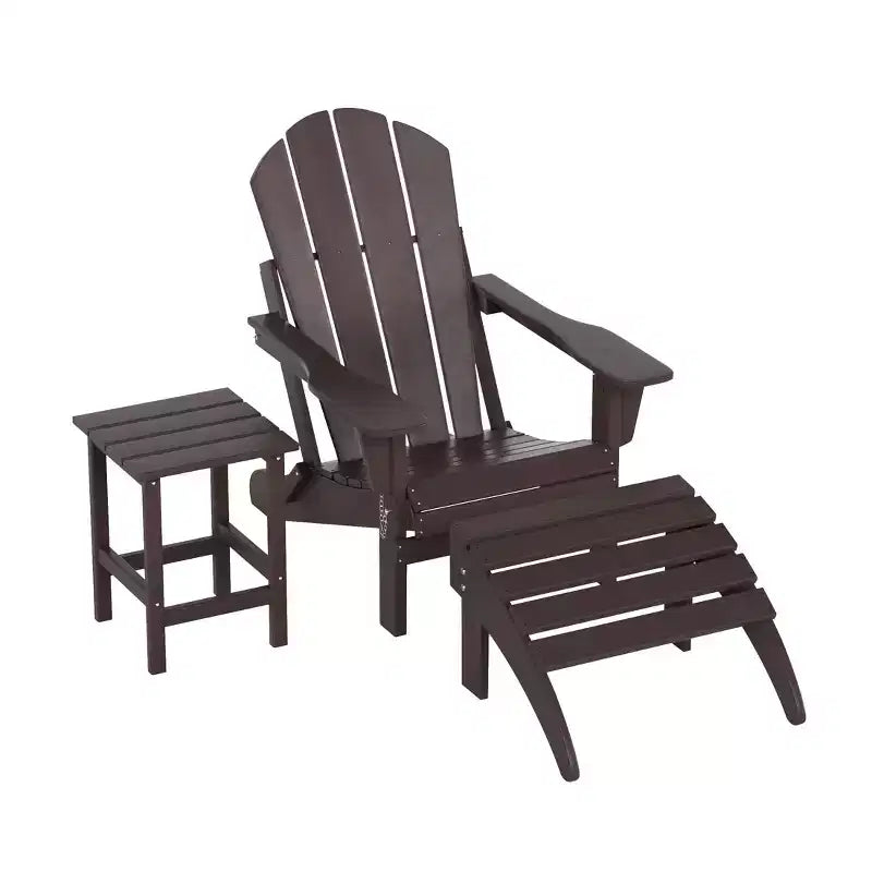 WestinTrends Malibu HDPE Outdoor Patio Folding Poly Adirondack Chair with Ottoman and Side Table (3-Piece)