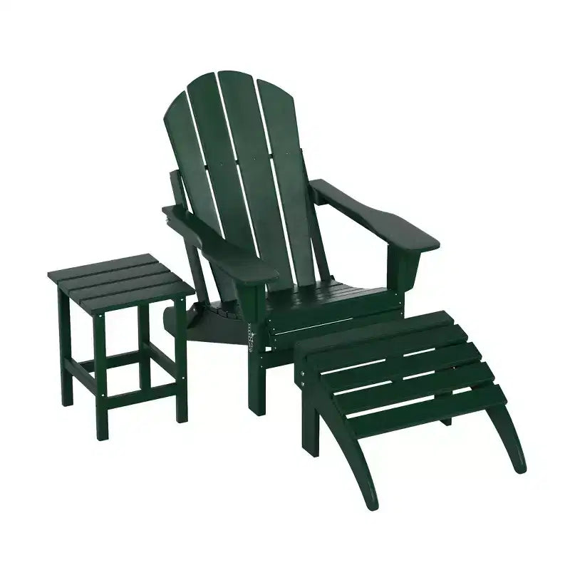 WestinTrends Malibu HDPE Outdoor Patio Folding Poly Adirondack Chair with Ottoman and Side Table (3-Piece)
