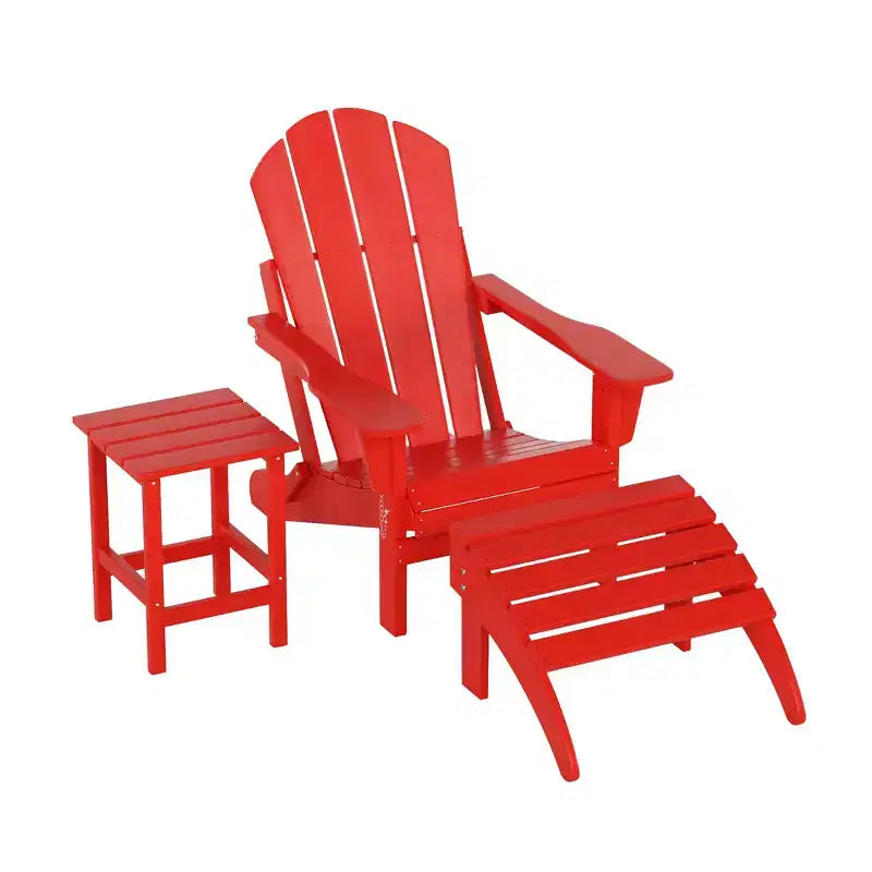WestinTrends Malibu HDPE Outdoor Patio Folding Poly Adirondack Chair with Ottoman and Side Table (3-Piece)