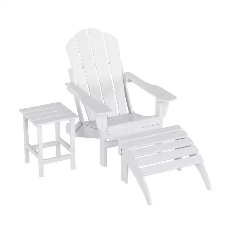 WestinTrends Malibu HDPE Outdoor Patio Folding Poly Adirondack Chair with Ottoman and Side Table (3-Piece)