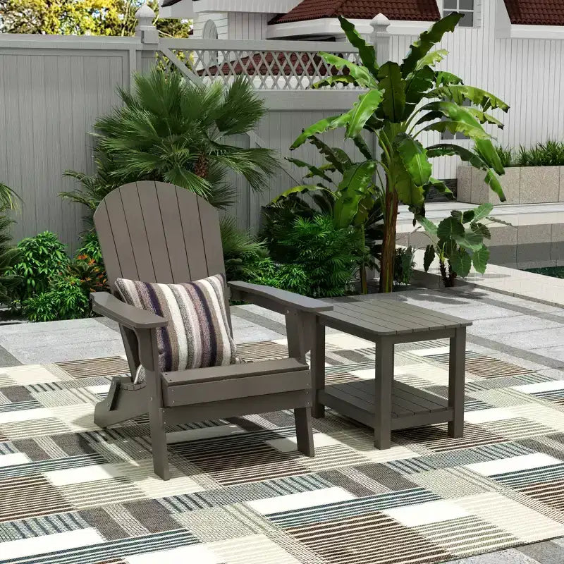 WestinTrends Tuscany HIPSOutdoorPatioFoldingAdirondackChair with Side Table (2-Piece Set)