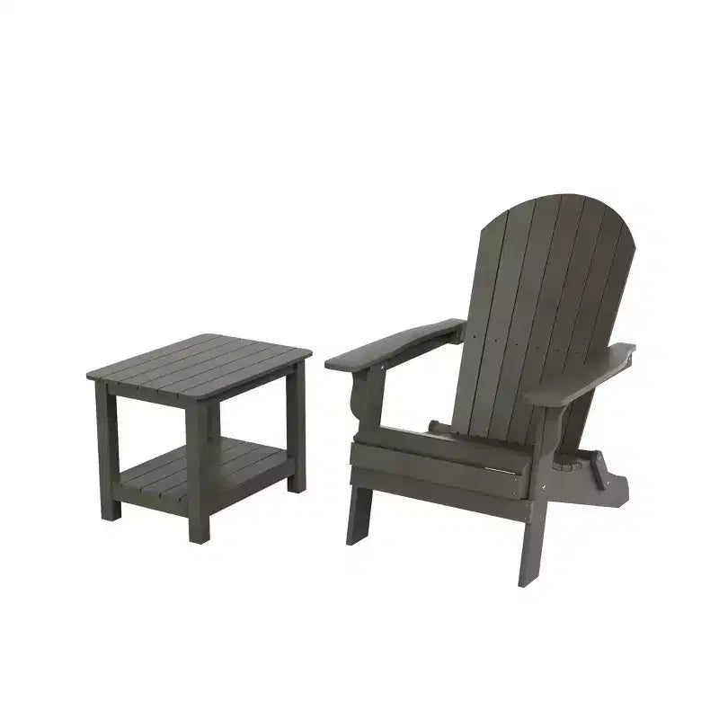 WestinTrends Tuscany HIPSOutdoorPatioFoldingAdirondackChair with Side Table (2-Piece Set)