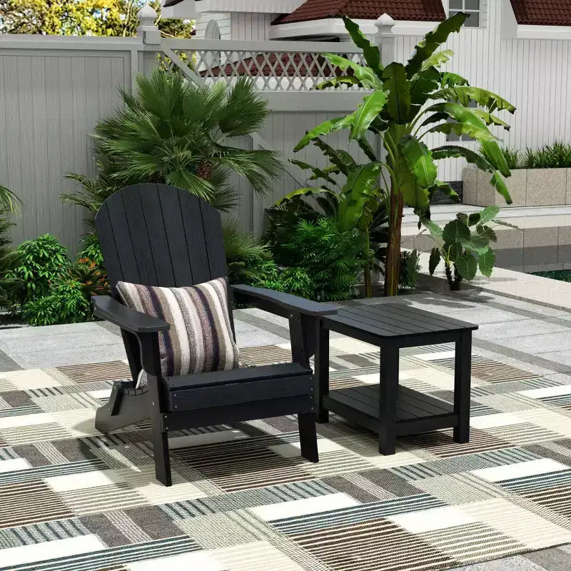 WestinTrends Tuscany HIPSOutdoorPatioFoldingAdirondackChair with Side Table (2-Piece Set)