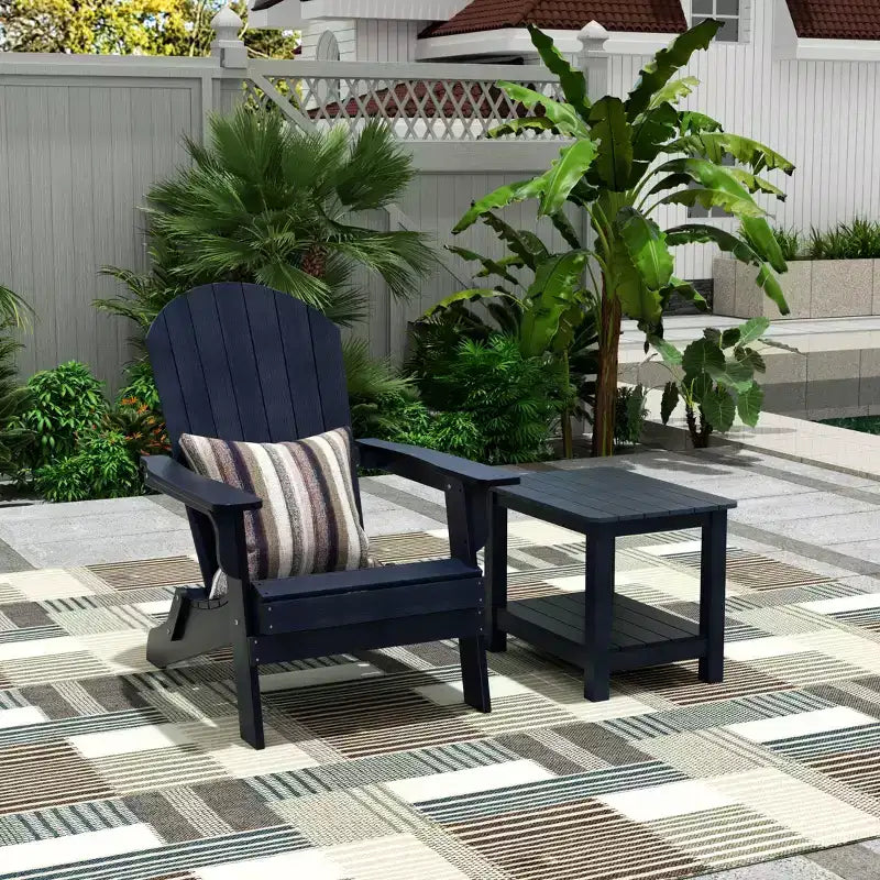 WestinTrends Tuscany HIPSOutdoorPatioFoldingAdirondackChair with Side Table (2-Piece Set)