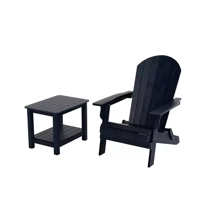 WestinTrends Tuscany HIPSOutdoorPatioFoldingAdirondackChair with Side Table (2-Piece Set)