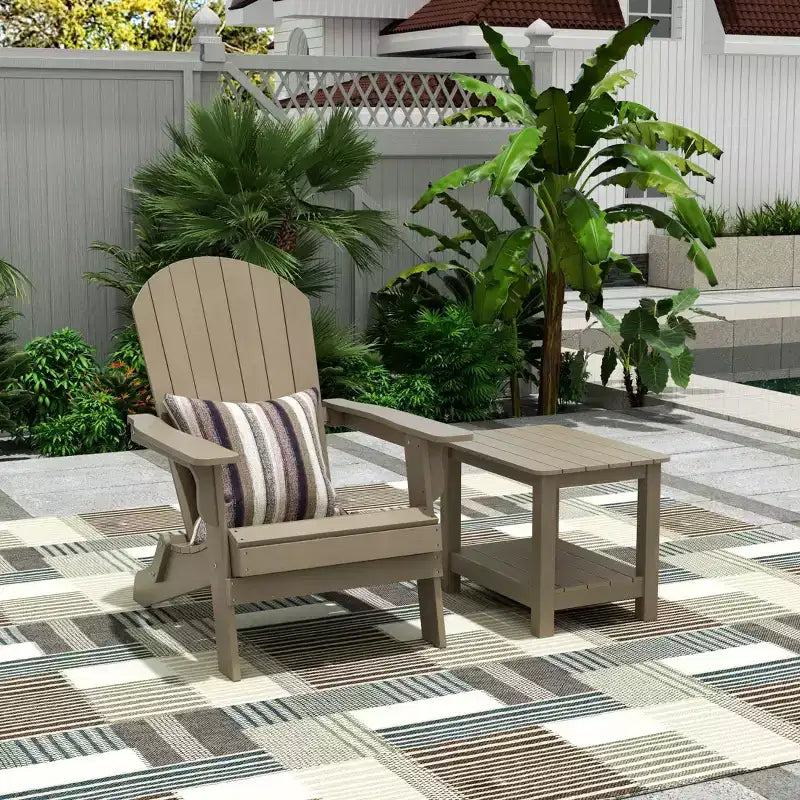 WestinTrends Tuscany HIPSOutdoorPatioFoldingAdirondackChair with Side Table (2-Piece Set)