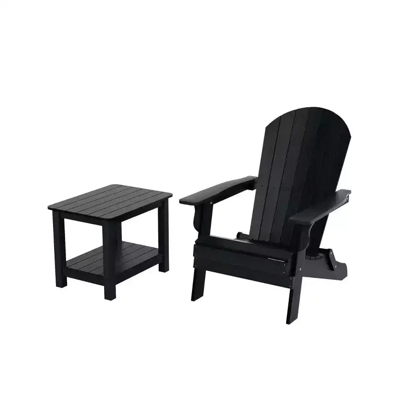 WestinTrends Tuscany HIPSOutdoorPatioFoldingAdirondackChair with Side Table (2-Piece Set)
