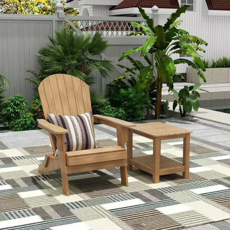 WestinTrends Tuscany HIPSOutdoorPatioFoldingAdirondackChair with Side Table (2-Piece Set)