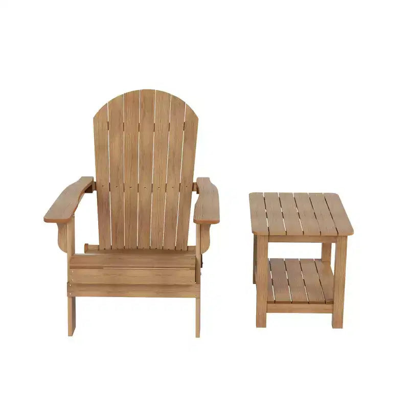 WestinTrends Tuscany HIPSOutdoorPatioFoldingAdirondackChair with Side Table (2-Piece Set)