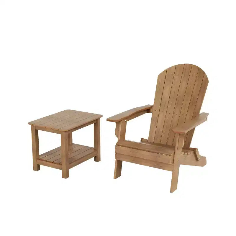WestinTrends Tuscany HIPSOutdoorPatioFoldingAdirondackChair with Side Table (2-Piece Set)