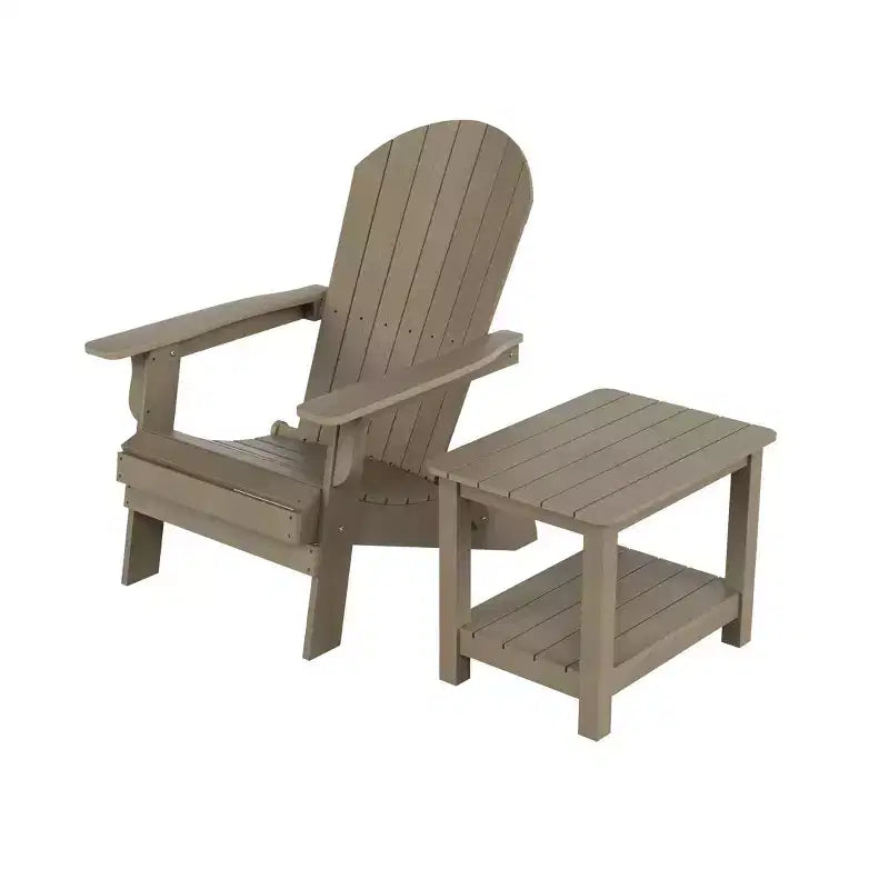 WestinTrends Tuscany HIPSOutdoorPatioFoldingAdirondackChair with Side Table (2-Piece Set)