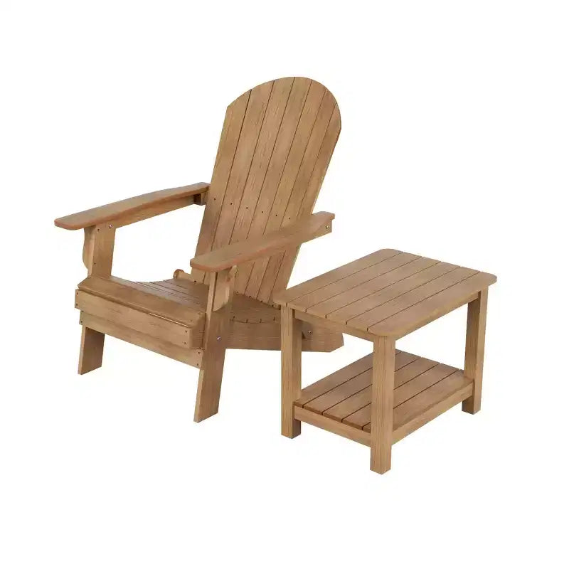 WestinTrends Tuscany HIPSOutdoorPatioFoldingAdirondackChair with Side Table (2-Piece Set)