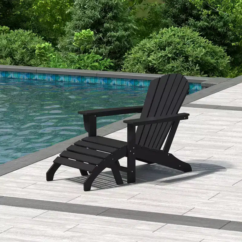 WestinTrends Dylan HDPE Outdoor Patio Adirondack Chair with Ottoman (2-Piece Set)