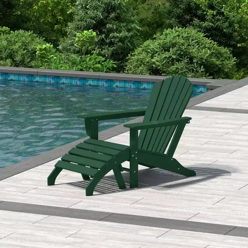 WestinTrends Dylan HDPE Outdoor Patio Adirondack Chair with Ottoman (2-Piece Set)