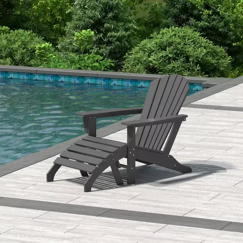 WestinTrends Dylan HDPE Outdoor Patio Adirondack Chair with Ottoman (2-Piece Set)
